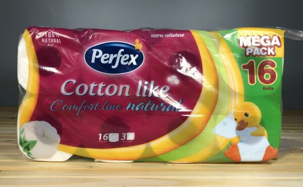 Папір туалетний Perfex Cotton Comfort Line 3 шари 16 рулонів.