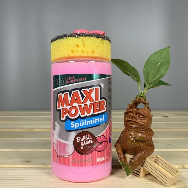 Засіб для миття посуду Maxi Power Бабл Гам з губкою, 1 л.