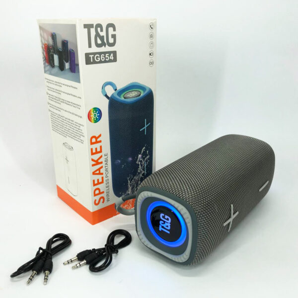 Портативна колонка Bluetooth TG654 8W з підсвічуванням, Бездротова колонка портативна потужна. Колір: сірий