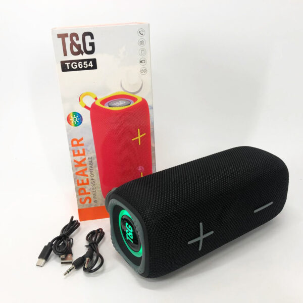 Портативна Bluetooth колонка TG654 8W з підсвічуванням, акумуляторна колонка для музики. Колір: чорний