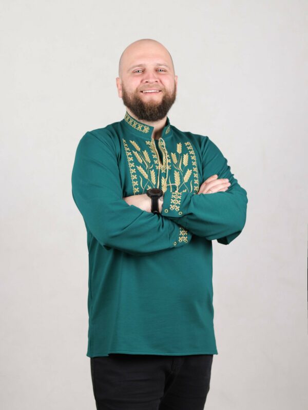 Вишиванка чоловіча "Колоски", Ізумрудний, 44