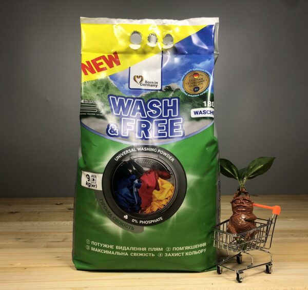 Порошок для прання Wash & Free Гірська свіжість універсальний - 9 кг.