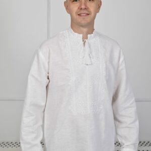 "Білий льон" чоловіча вишиванка з довгим рукавом