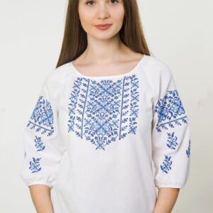 "Фенікс" жіноча вишиванка з блакитним орнаментом