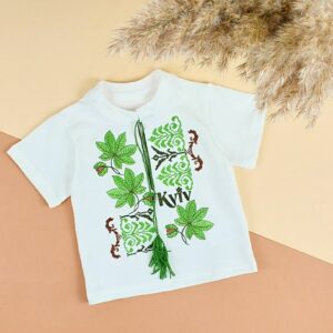 Футболка вишиванка дитяча "Каштан", Білий, 80 (1 рік)