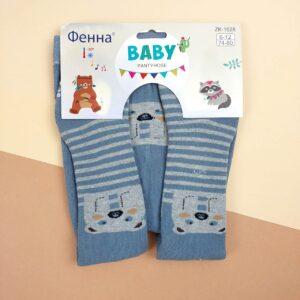 Махрові колготки під памперс "Звірята", Індіго, 6-12