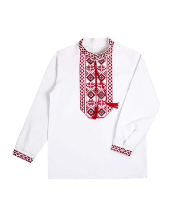 Сорочка вишиванка з довгим рукавом №17, Червоний, 134 (9 років)