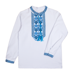 Сорочка вишиванка з довгим рукавом №17, Блакитний, 128 (9 років)