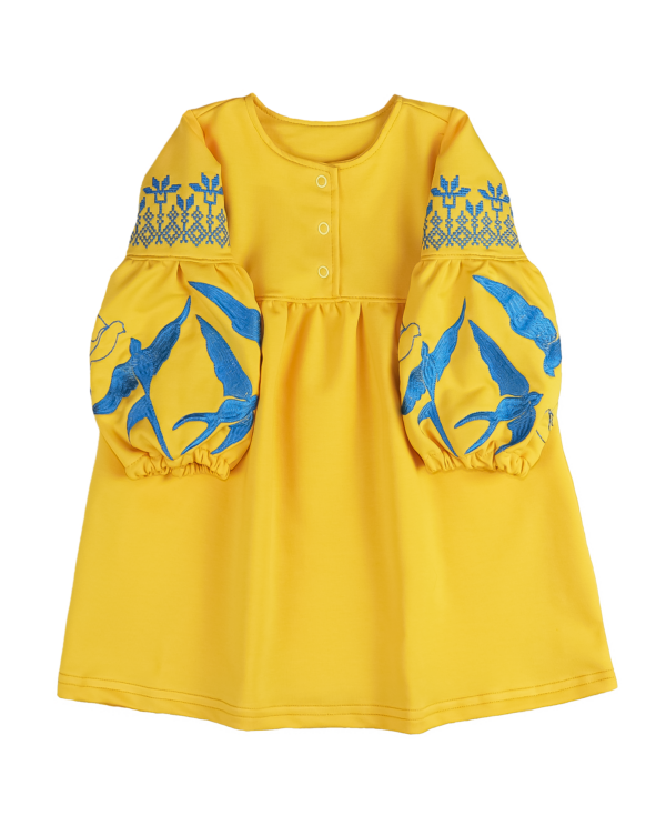 Сукня з вишивкою "Ластівка", Бірюзовий, 80 (1 рік)