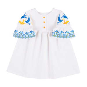 Сукня з вишивкою "Ластівка" короткий рукав, Білий, 80 (1 рік)