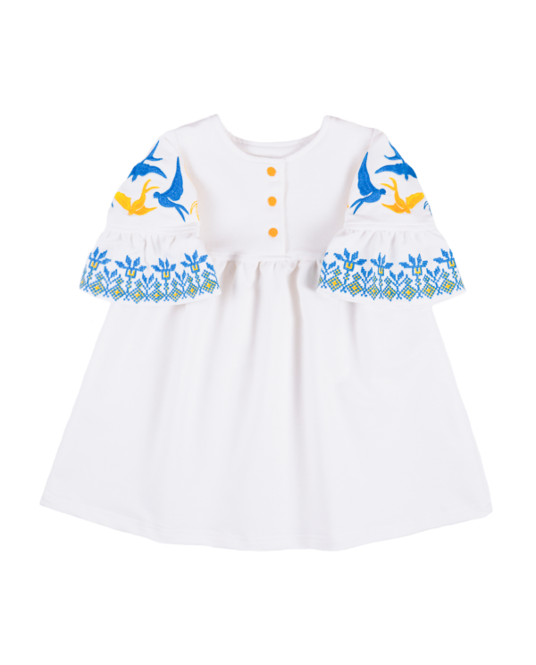 Сукня з вишивкою "Ластівка" короткий рукав, Білий, 80 (1 рік)