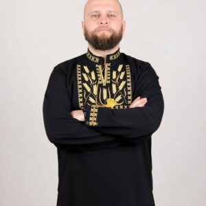 Вишиванка чоловіча "Колоски", Чорний, 48