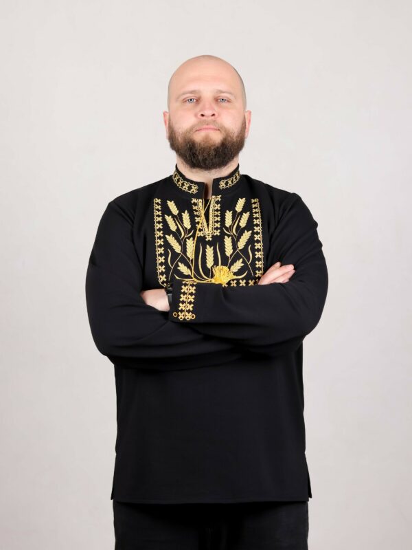 Вишиванка чоловіча "Колоски", Чорний, 48