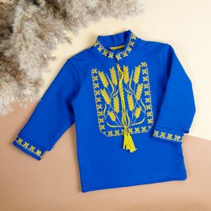 Вишиванка для хлопчика "Колоски", Електрик, 92 (2 роки)