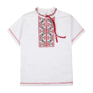 Вишиванка для хлопчика з коротким рукавом №21, Білий, 110-116см