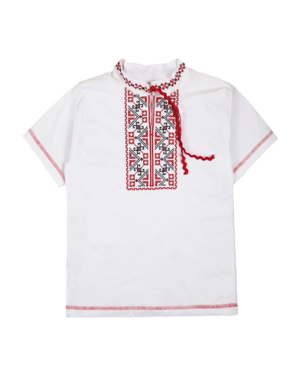Вишиванка для хлопчика з коротким рукавом №21, Білий, 110-116см