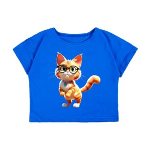 Футболка дитяча oversize з принтом "Котик", Електрик, 92 (2 роки)