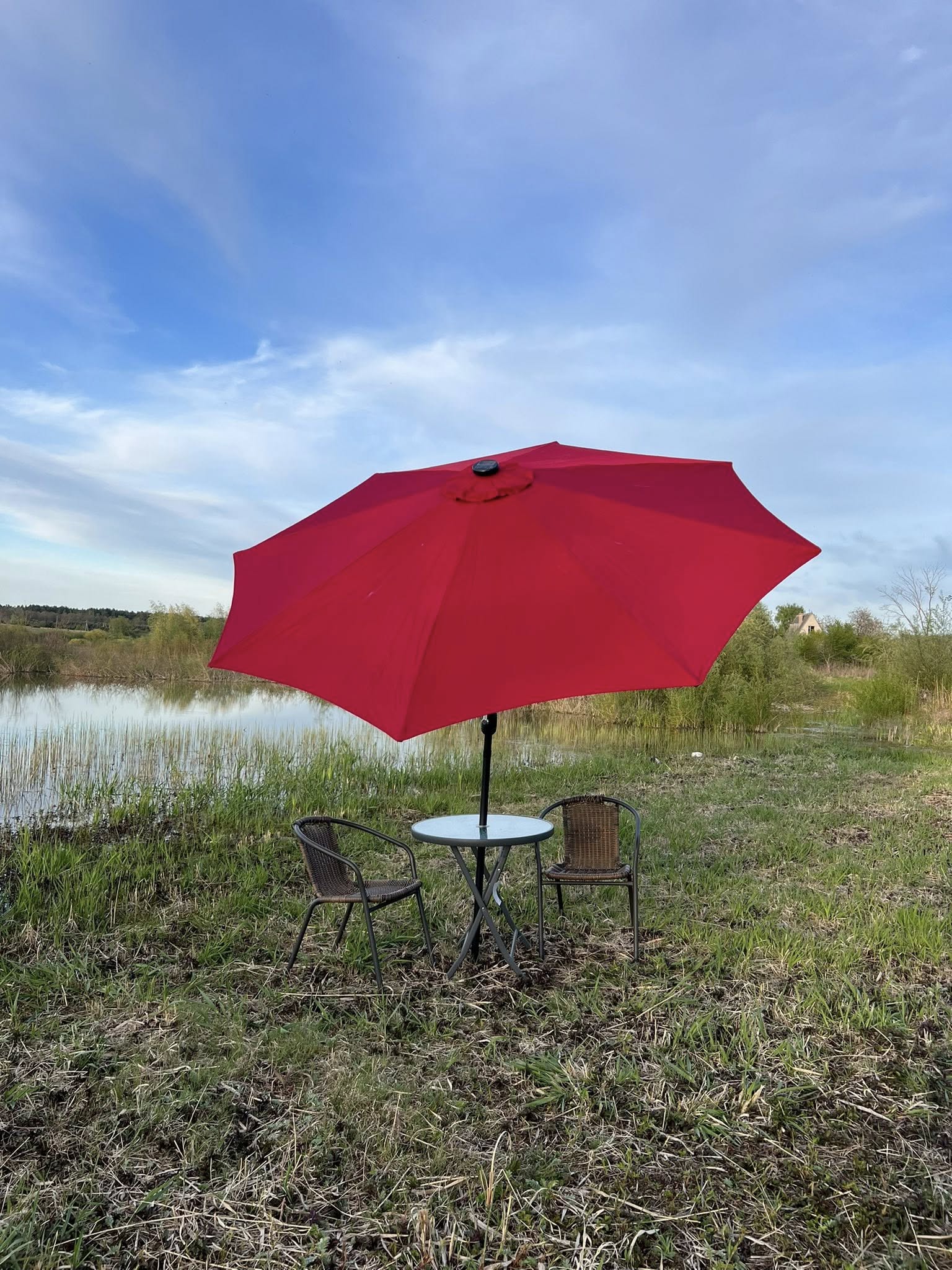 Парасоля «Кафе» 3м 8спиць з Лед підсвічуванням, антивітром та нахилом