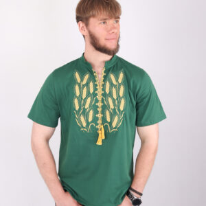 Чоловіча футболка вишиванка "Колоски", Зелений, XXXL