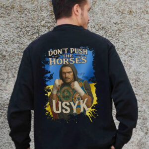 Чоловічий Утеплений Оверсайз Світшот На Флісі З Принтом Without Dont Push The Horse Black