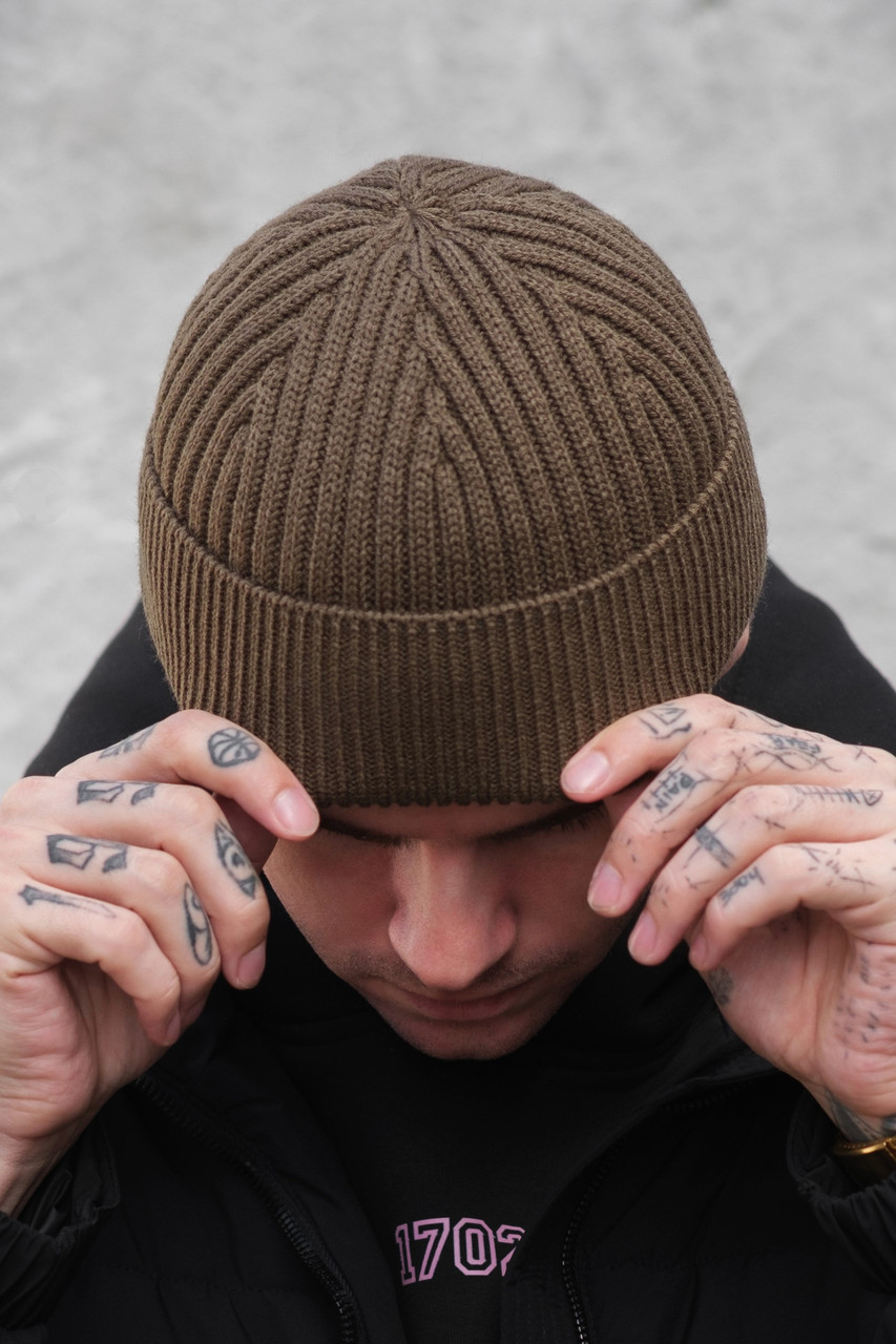 Утеплена Трикотажна Шапка Біні Докер На Флісі Without Gvido Khaki Man