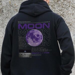 Чоловіче Утеплене Зіп Худі На Флісі Зіпер З Принтом Moon Without Kane Blac