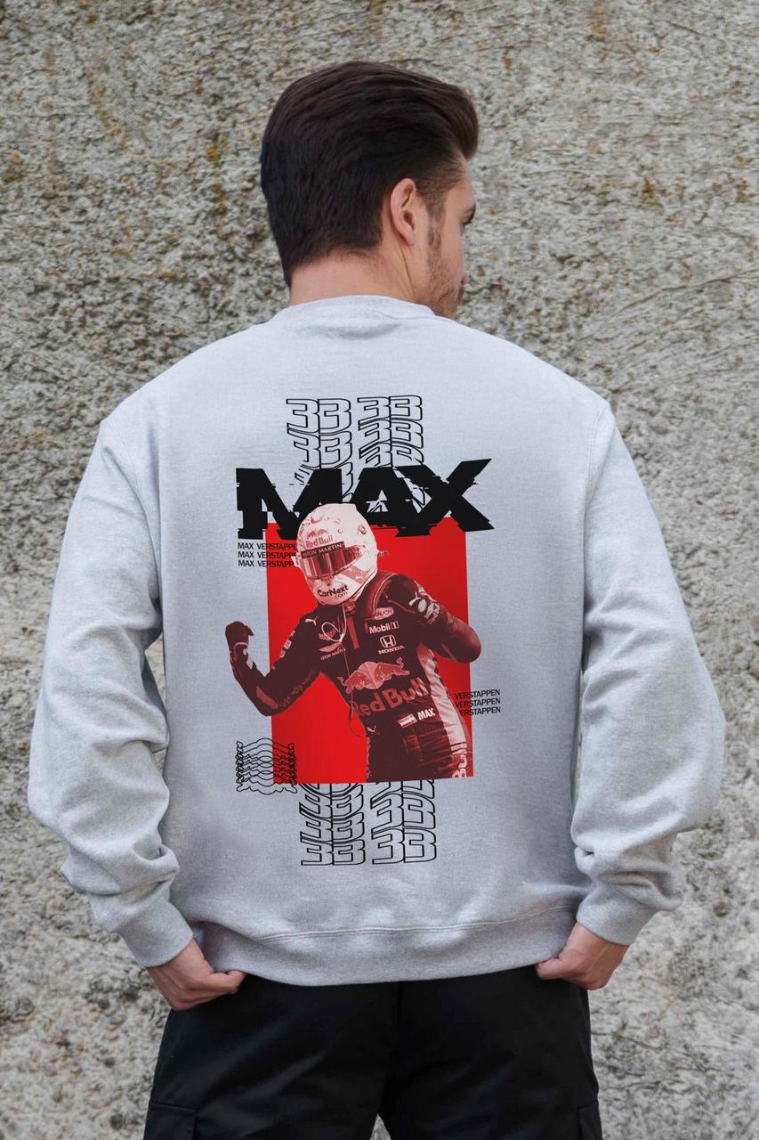 Чоловічий Утеплений Оверсайз Світшот На Флісі З Принтом Without Max Gray