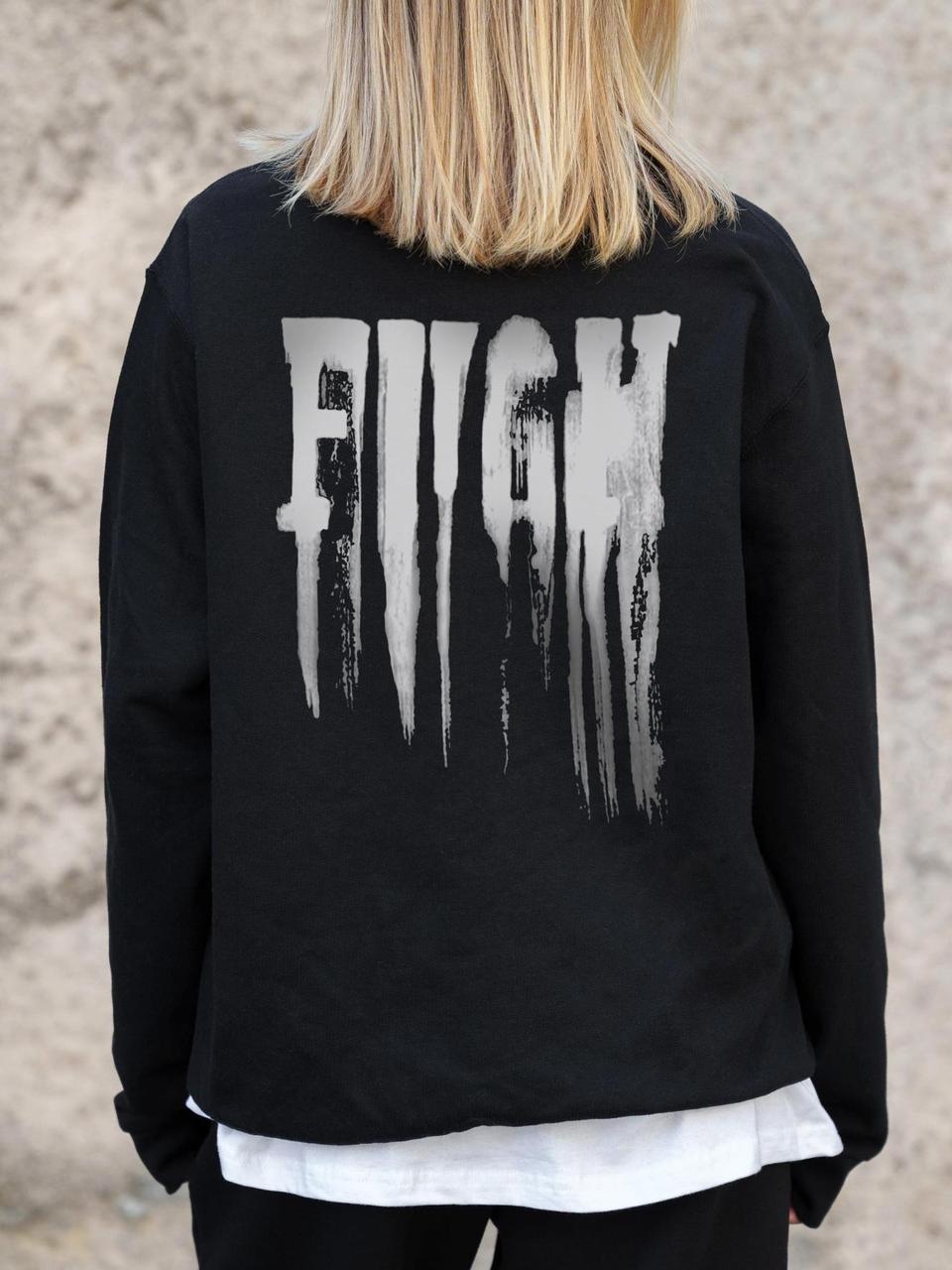 Жіночий Утеплений Оверсайз Світшот На Флісі З Принтом Without Fight Black