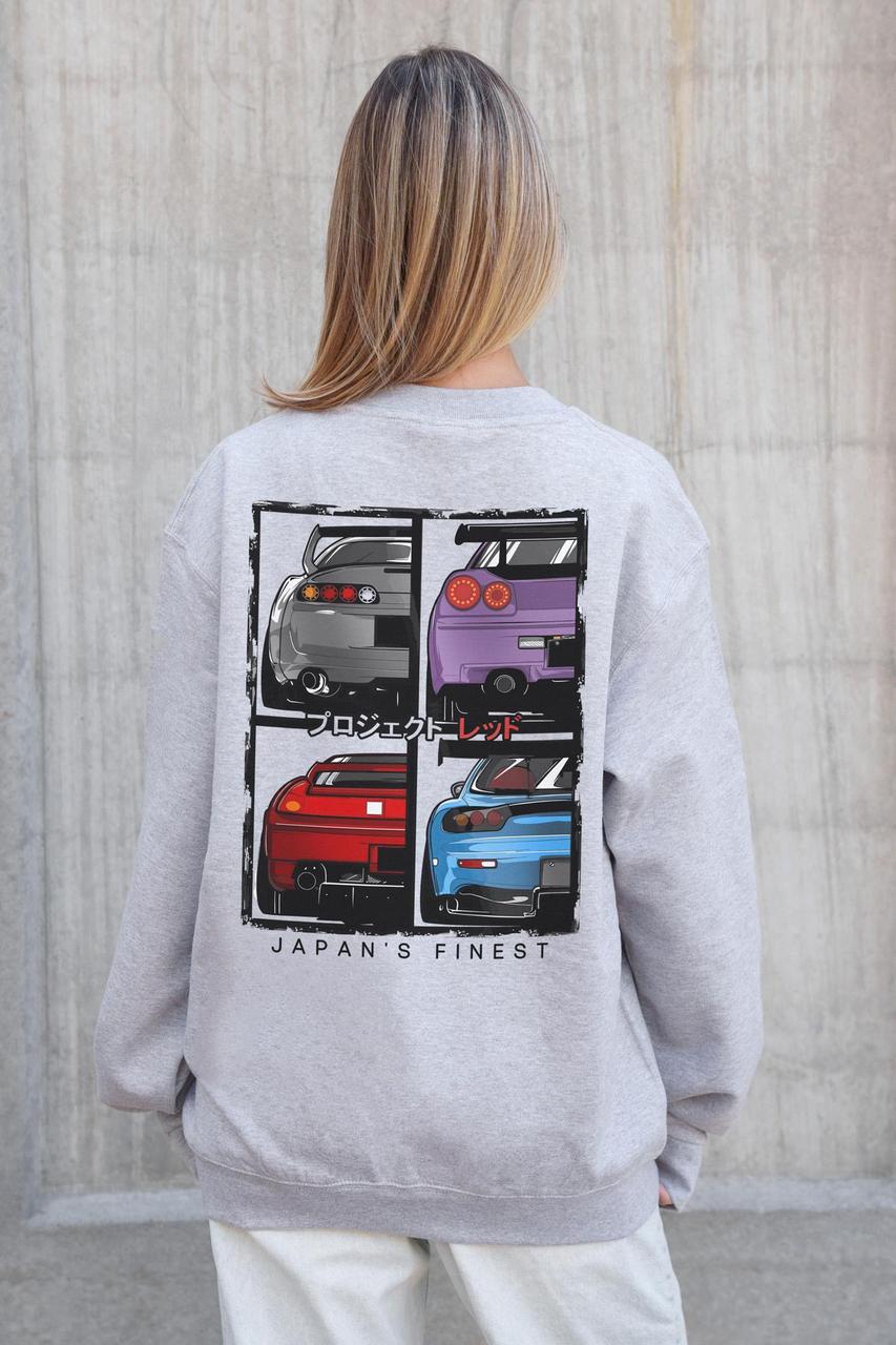 Жіночий Утеплений Оверсайз Світшот На Флісі З Принтом Without Cars Gray