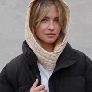 Тепла Шапка Капюшон Капор На Флісі В Велику Клітинку Without Jesica Beige Woman