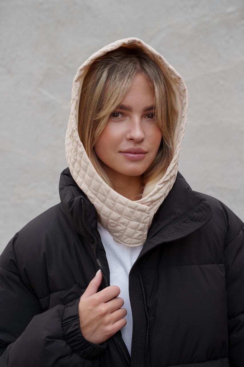 Тепла Шапка Капюшон Капор На Флісі В Велику Клітинку Without Jesica Beige Woman