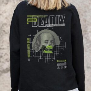 Жіночий Утеплений Оверсайз Світшот На Флісі З Принтом Without Deadly Black