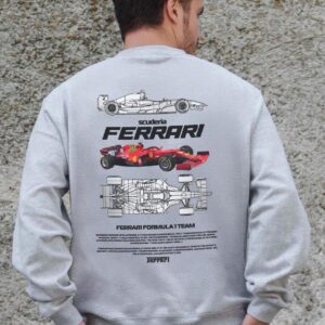 Чоловічий Утеплений Оверсайз Світшот На Флісі З Принтом Without Ferrari Gray