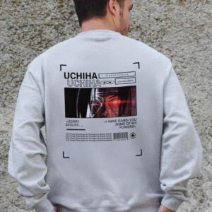 Чоловічий Утеплений Оверсайз Світшот На Флісі З Принтом Without Uchiha Gray