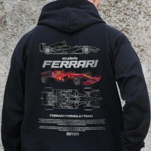 Чоловіче Утеплене Зіп Худі На Флісі Зіпер З Принтом Ferrari Without Kane Black