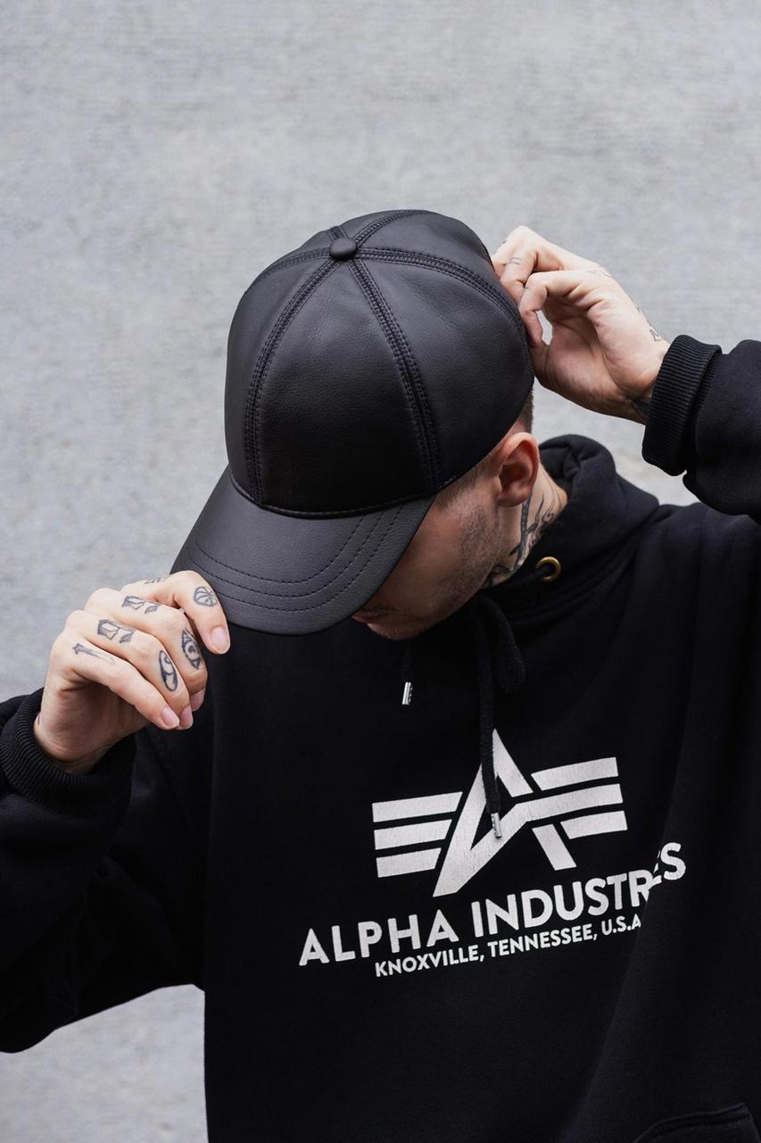 Шкіряна Утеплена Бейсболка Without Snake Black Man