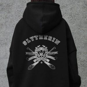 Жіноче Оверсайз Худі Толстовка На Флісі З Капюшоном Та Принтом Without Slyrherin Black