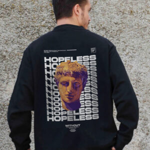 Чоловічий Утеплений Оверсайз Світшот На Флісі З Принтом Without Hopeless Black