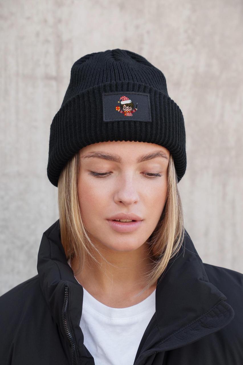 Жіноча Тепла Подовжена Трикотажна Шапка Біні Докер З Принтом Hary Without Dominic Black