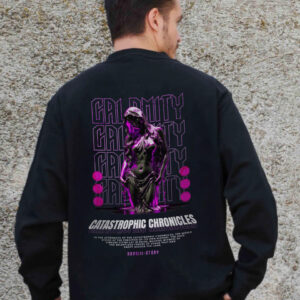 Чоловічий Утеплений Оверсайз Світшот На Флісі З Принтом Without Calomity Black