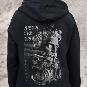 Жіноче Утеплене Зіп Худі На Флісі Зіпер З Принтом Greek Without Kane Black