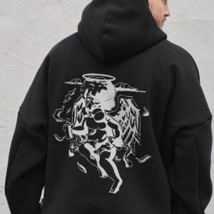 Чоловіче Оверсай Худі Толстовка На Флісі З Капюшоном Та Принтом Without Respirator Black