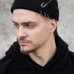 Чоловіча Утеплена Трикотажна Шапка Біні Докер На Флісі Without Gvido Destroyed Black