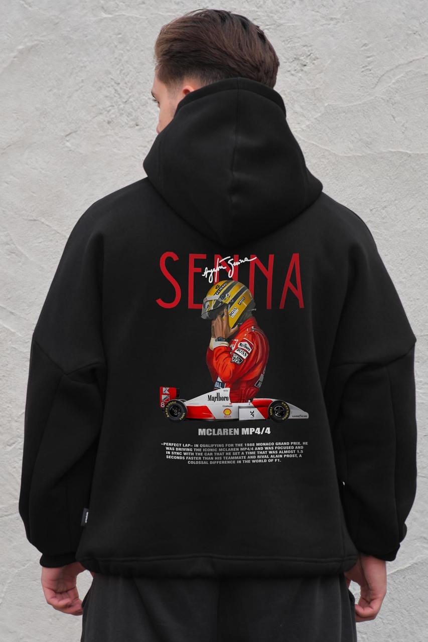 Чоловіче Оверсай Худі Толстовка На Флісі З Капюшоном Та Принтом Without Senna Black