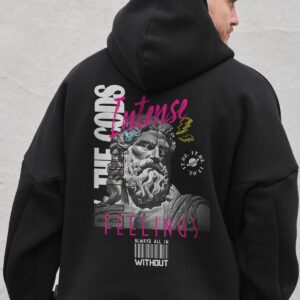 Чоловіче Оверсай Худі Толстовка На Флісі З Капюшоном Та Принтом Without Feelings Black