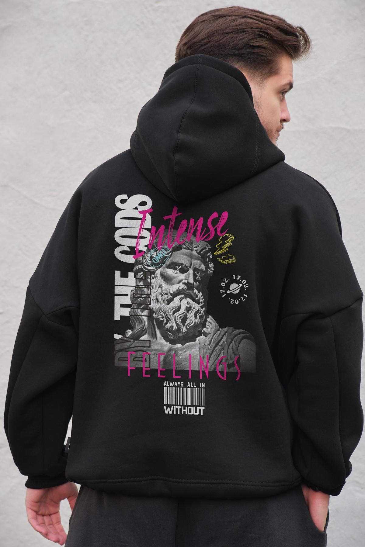 Чоловіче Оверсай Худі Толстовка На Флісі З Капюшоном Та Принтом Without Feelings Black