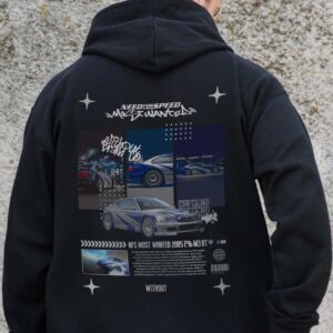 Чоловіче Утеплене Зіп Худі На Флісі Зіпер З Принтом Wanted Without Kane Black