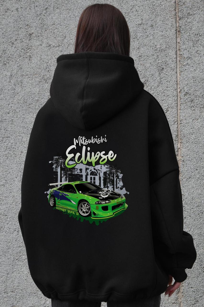 Жіноче Оверсай Худі Толстовка На Флісі З Капюшоном Та Принтом Without Eclips Black