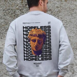 Чоловічий Утеплений Оверсайз Світшот На Флісі З Принтом Without Hopeless Gray