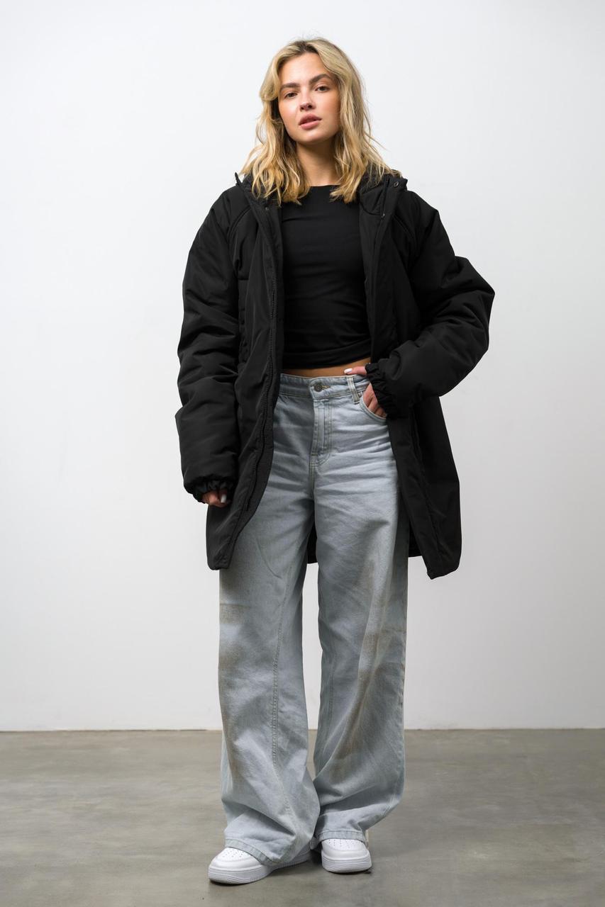 Жіноча Тепла Подовжена Зимова Куртка Парка Without Snowman Black